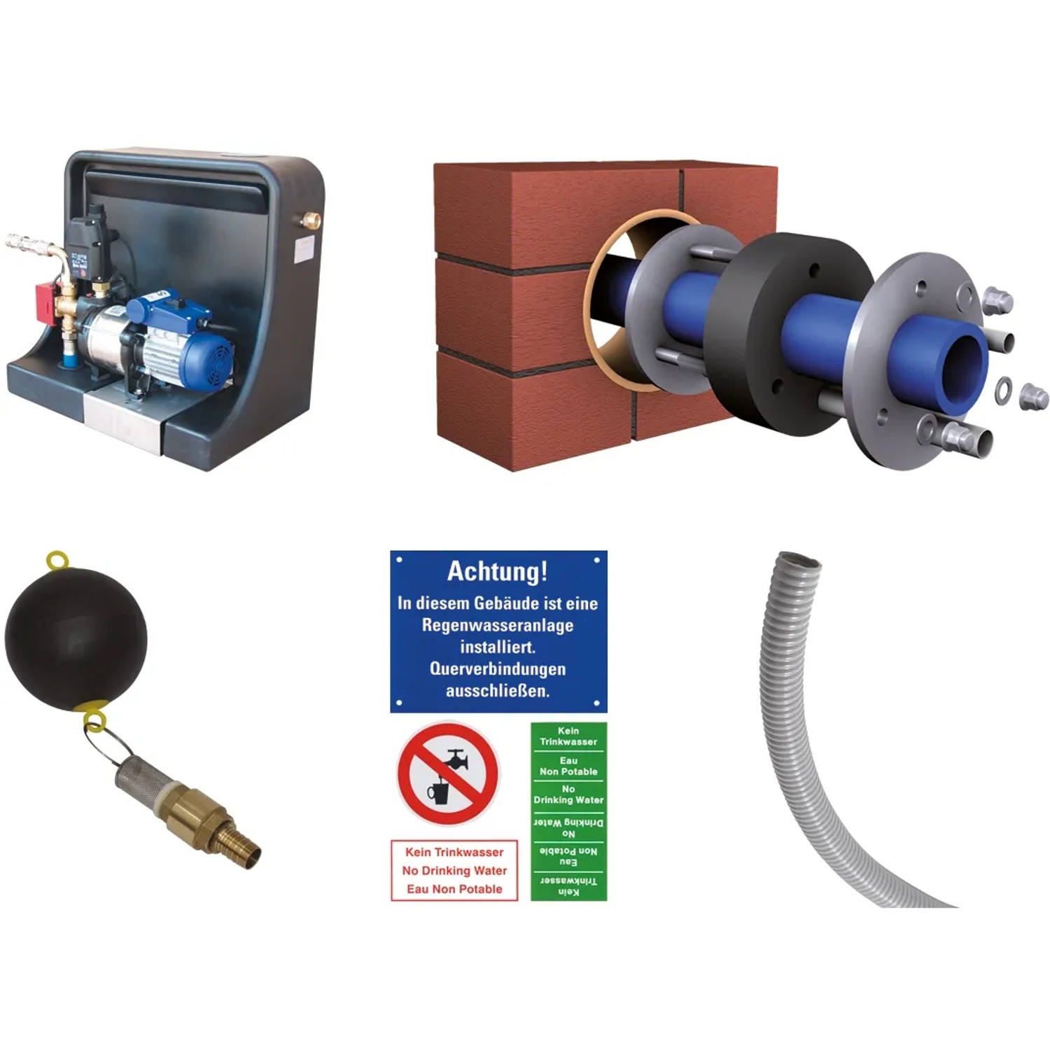4rain Flat l Flachtank-Paket 5.000 l Haus-Premium, begehbar. Komponenten für die Regenwassernutzung.