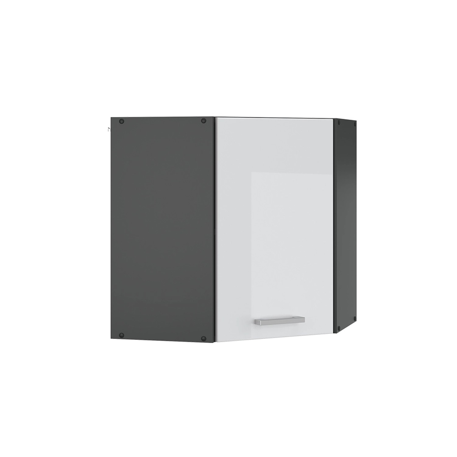 Vicco Eckhängeschrank R-Line Küchen-Eckschrank Weiß Hochglanz/Anthrazit 57 cm