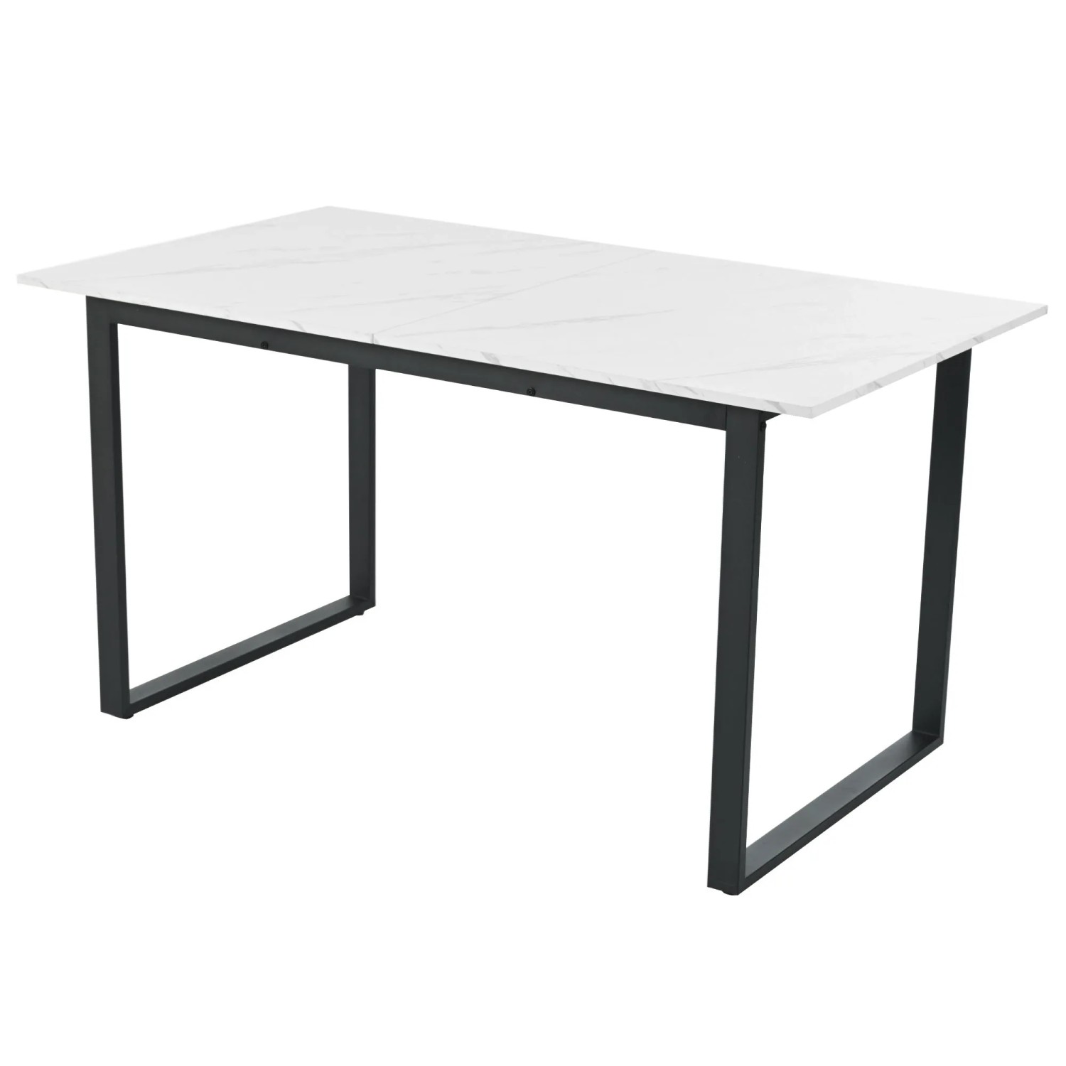Merax Ausziehbarer Esstisch 140-180x80x75cm  Marmoroptik  Metallgestell