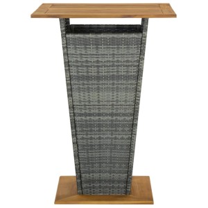 vidaXL Gartenbar-Tisch, grau, Rattan, Akazienholz, Teil des 5-tlg. Sets