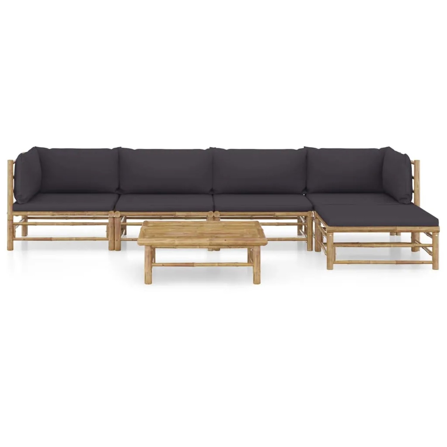vidaXL 6-tlg Garten-Lounge-Set mit Dunkelgrauen Kissen Bambus Modell 3