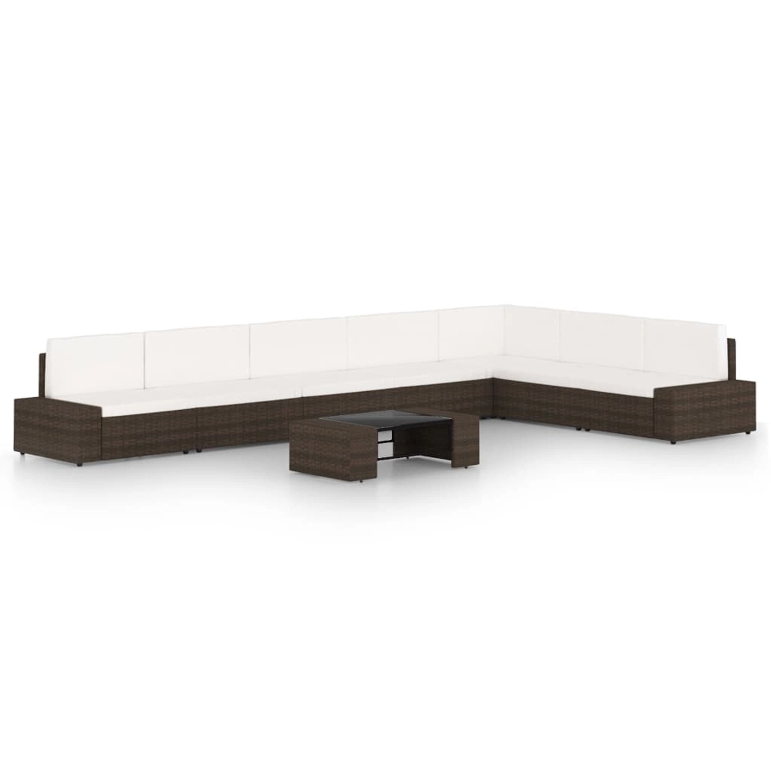 vidaXL 8-Tlg Garten-Lounge-Set mit Kissen Braun Poly Rattan 3067163