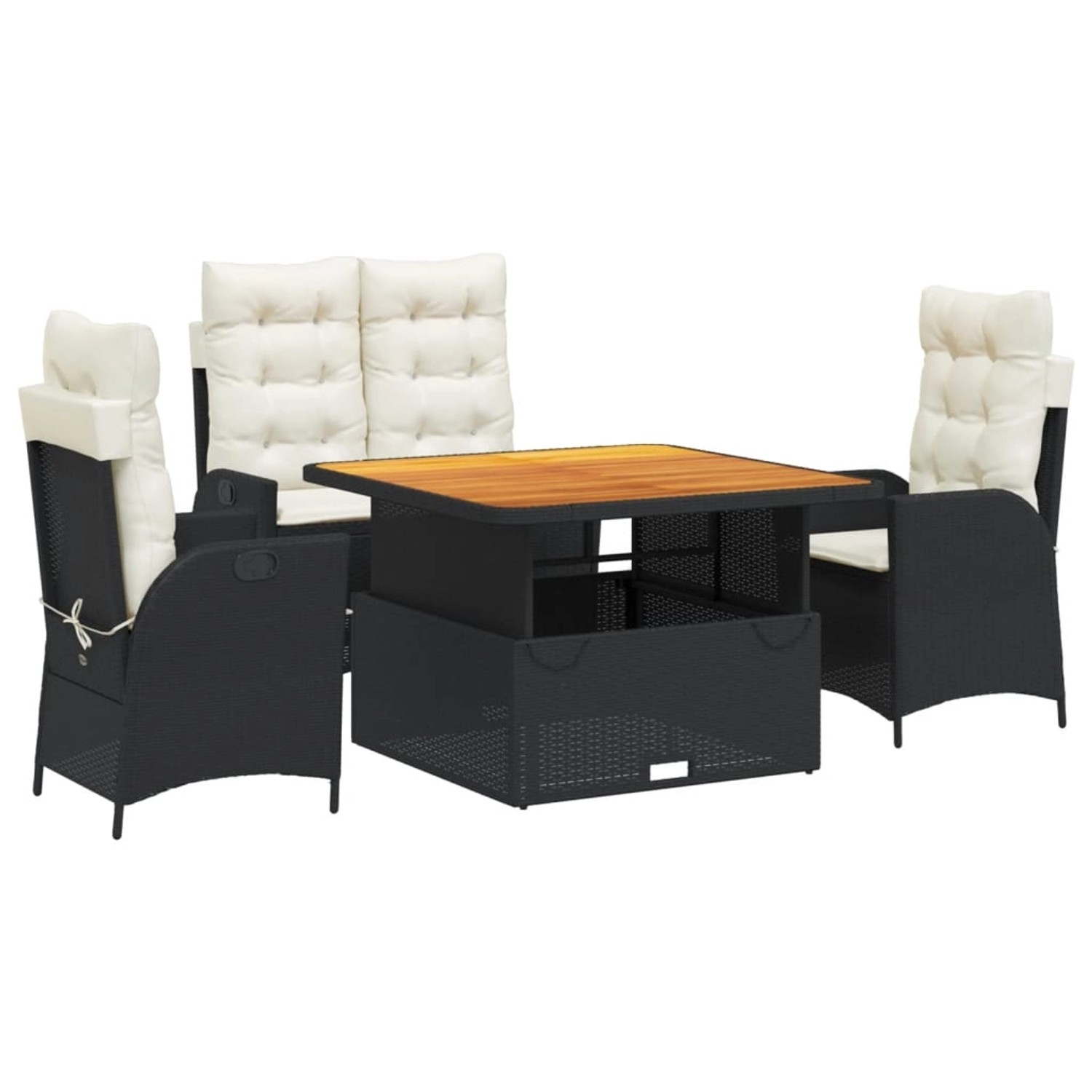 vidaXL 4-tlg. Garten-Essgruppe mit Kissen Schwarz Poly Rattan günstig online kaufen