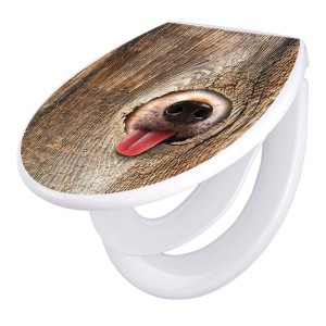 Banjado Familien WC-Sitz mit Hundemotiv "Rumschnüffeln" und Absenkautomatik.