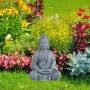 Relaxdays Buddha Figur Polyresin Hellgrau Sitzend Wetterfest Frostsicher 70 cm x 45 cm x 35 cm 9 kg_3