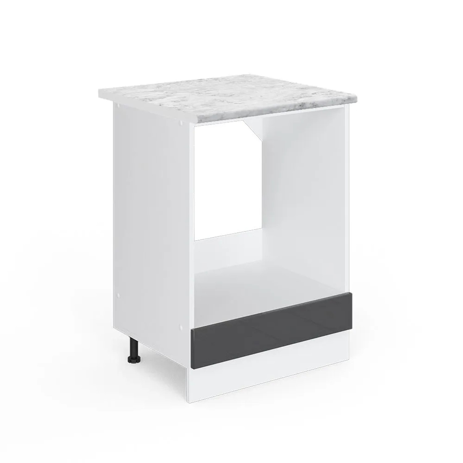 Vicco Herdumbauschrank R-Line Anthrazit Hochglanz Weiß 60 cm AP Marmor