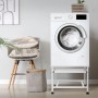 Weißes ML-Design Waschmaschinen-Untergestell aus Stahl mit ausziehbarer Ablage. Erhöht die Waschmaschine.