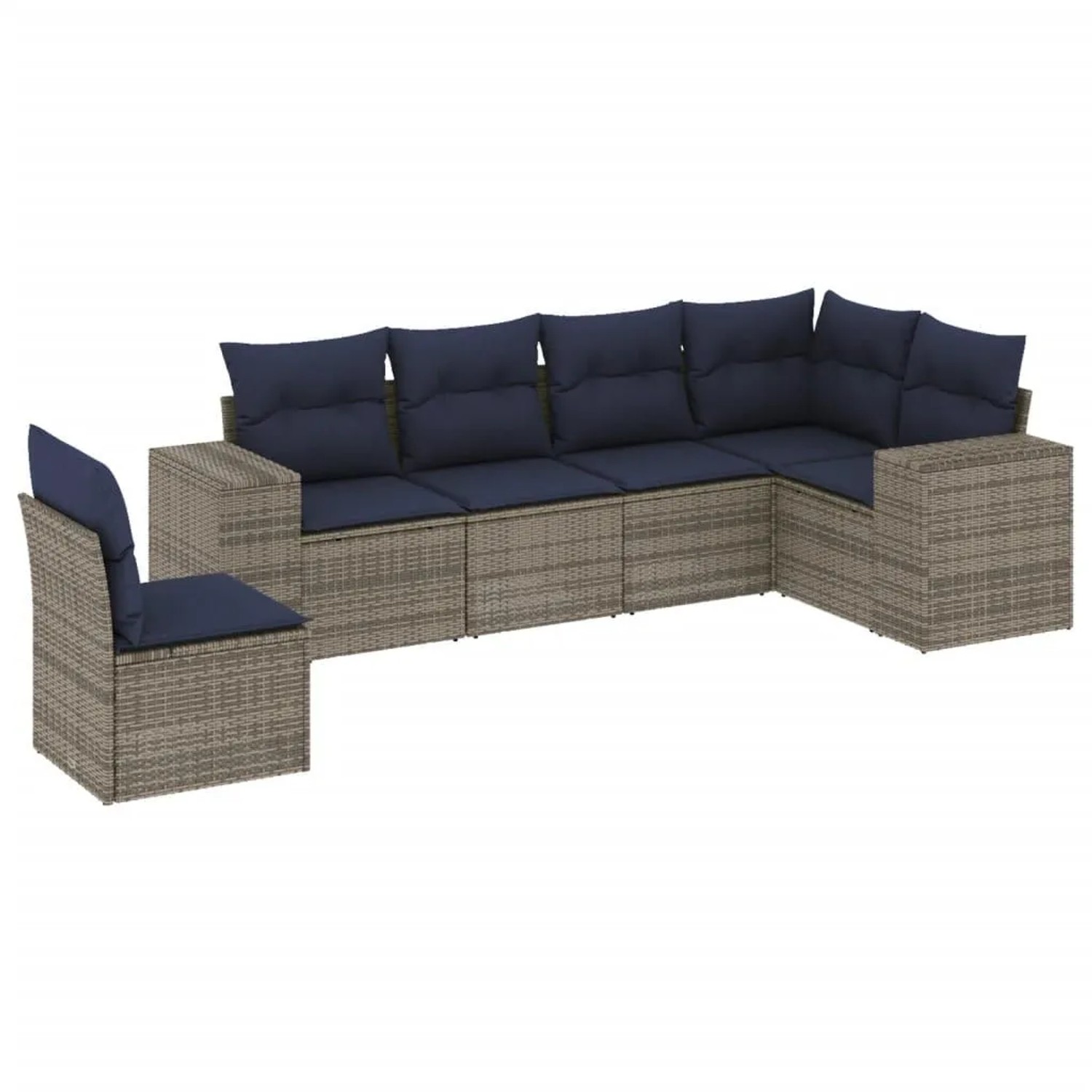 vidaXL 6-Tlg Gartensofa-Set mit Kissen Grau Polyrattan 3222630 günstig online kaufen