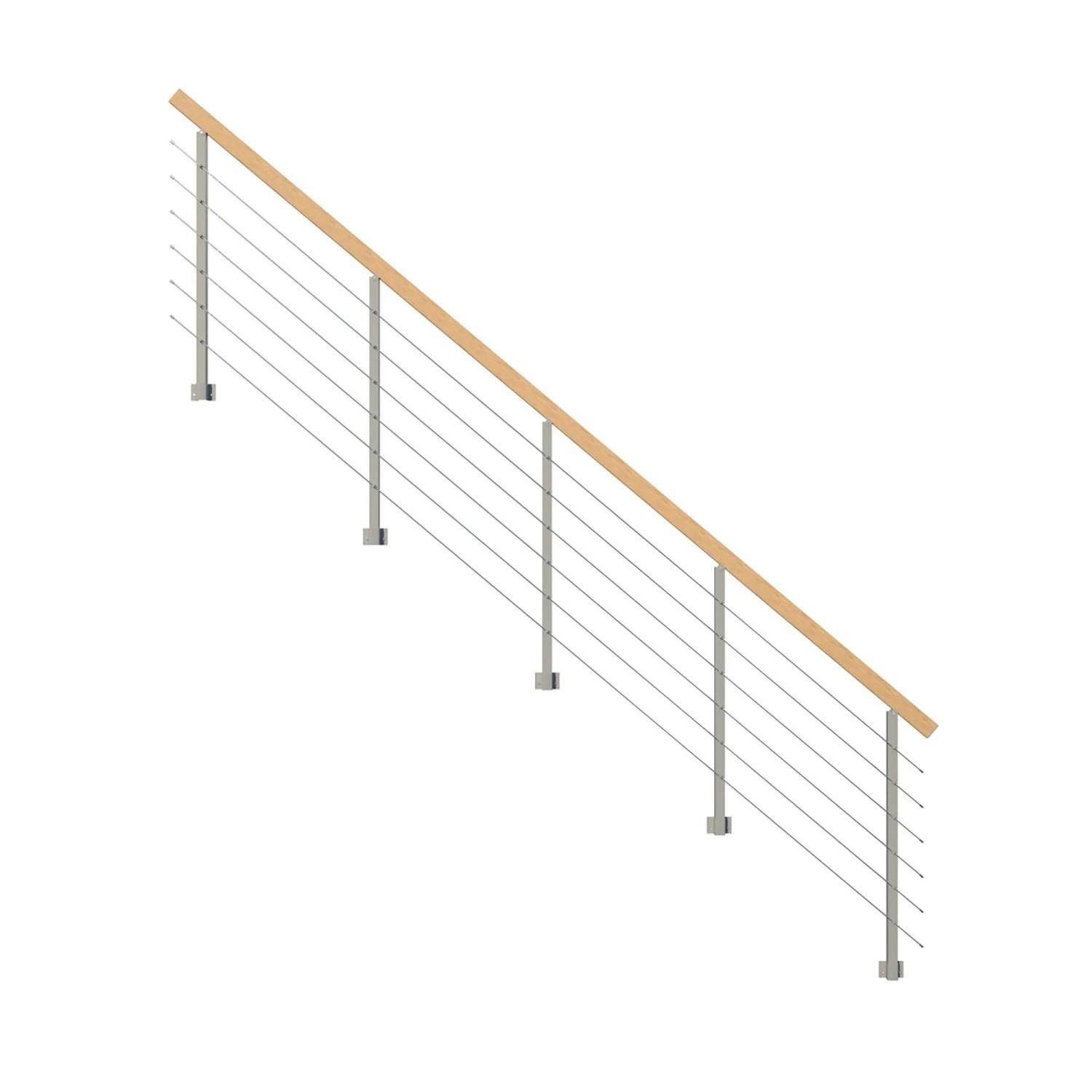StarWood Metallgeländer Kos mit Rechteckhandlauf Eiche 275 cm Grau FSC® günstig online kaufen