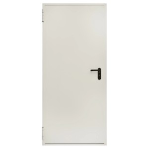 Hörmann Brandschutzklappe T30, grauweiße Stahltür mit Drückergarnitur, 1000x1875 mm.