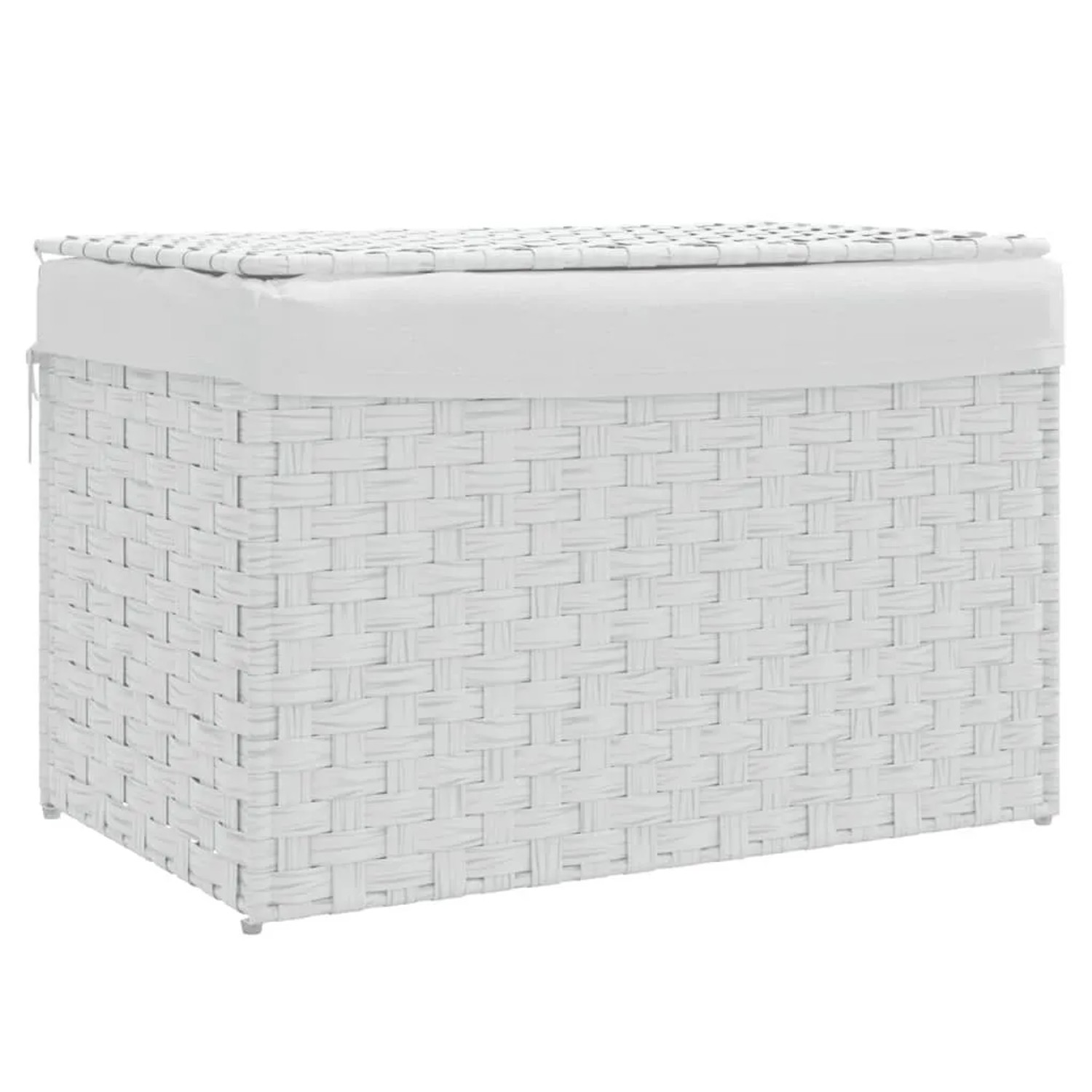 vidaXL Wäschekorb mit Deckel Weiß 55,5x35x34 cm Poly Rattan 372053