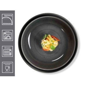 Ritzenhoff & Breker Toledo Geschirr-Set, 18-teilig, graue Teller aus Steinzeug mit Pasta.
