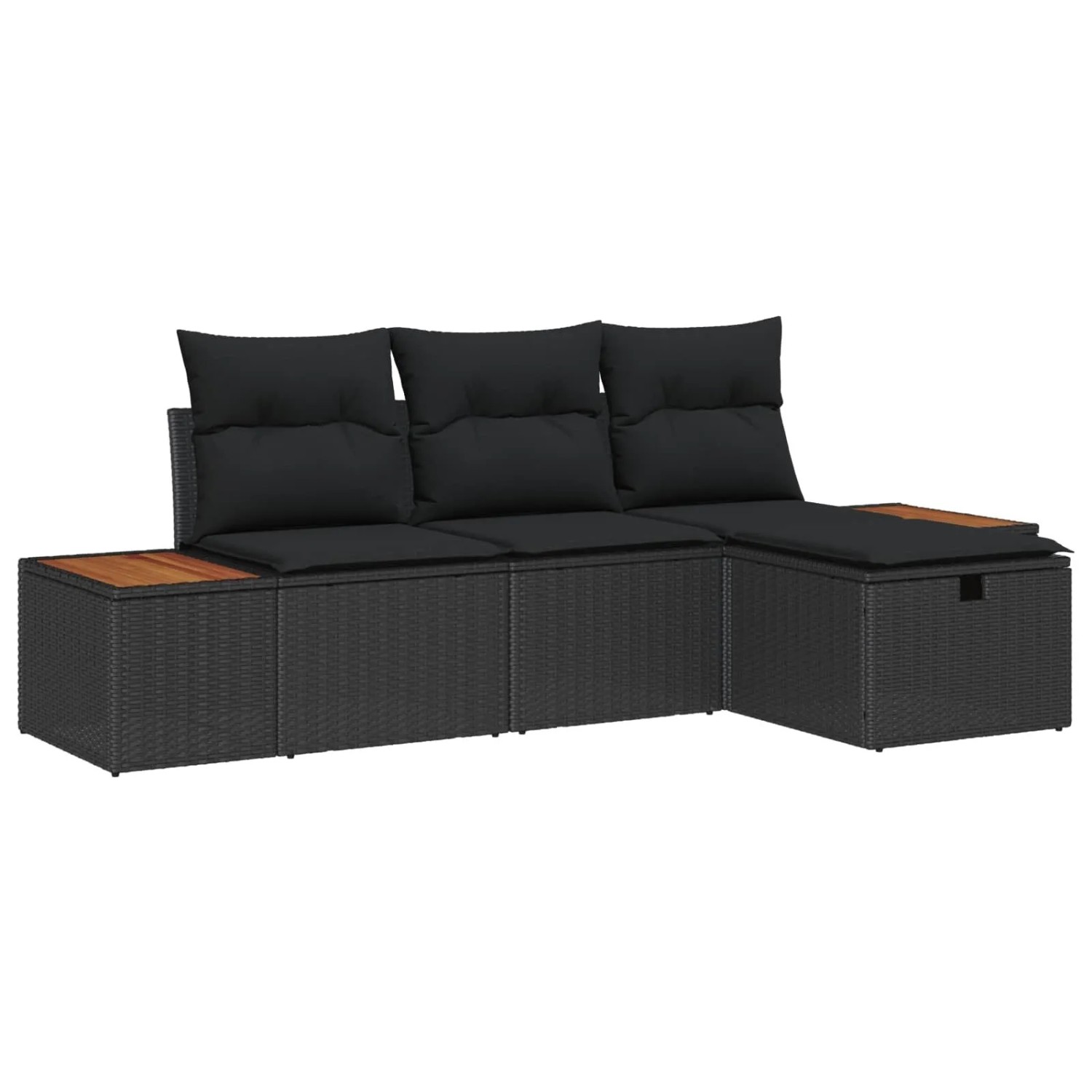 Thumbnail - vidaXL Gartensofa-Set mit Kissen 4 Stk Schwarz Poly-Rattan 3360947