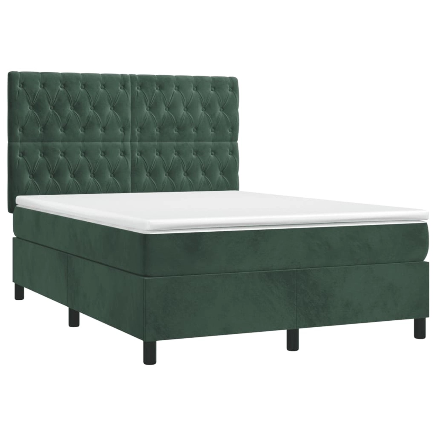 vidaXL Boxspringbett mit Matratze & LED Dunkelgrün 140x200 cm Samt 3136308 günstig online kaufen