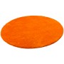 Runder, orangefarbener Hochflor Teppich (160x160cm) von Snapstyle Palace. Flauschiger Shaggy Teppich für Wohnräume.