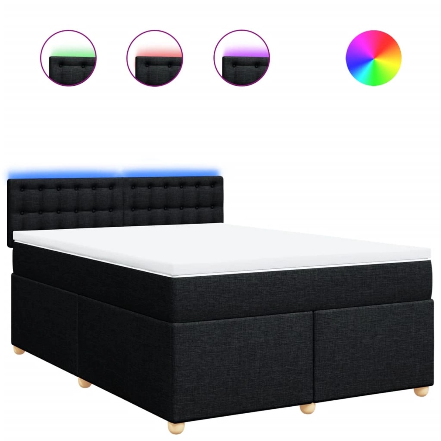 vidaXL Boxspringbett mit Matratze Schwarz 140x200 cm Stoff 3289019 günstig online kaufen