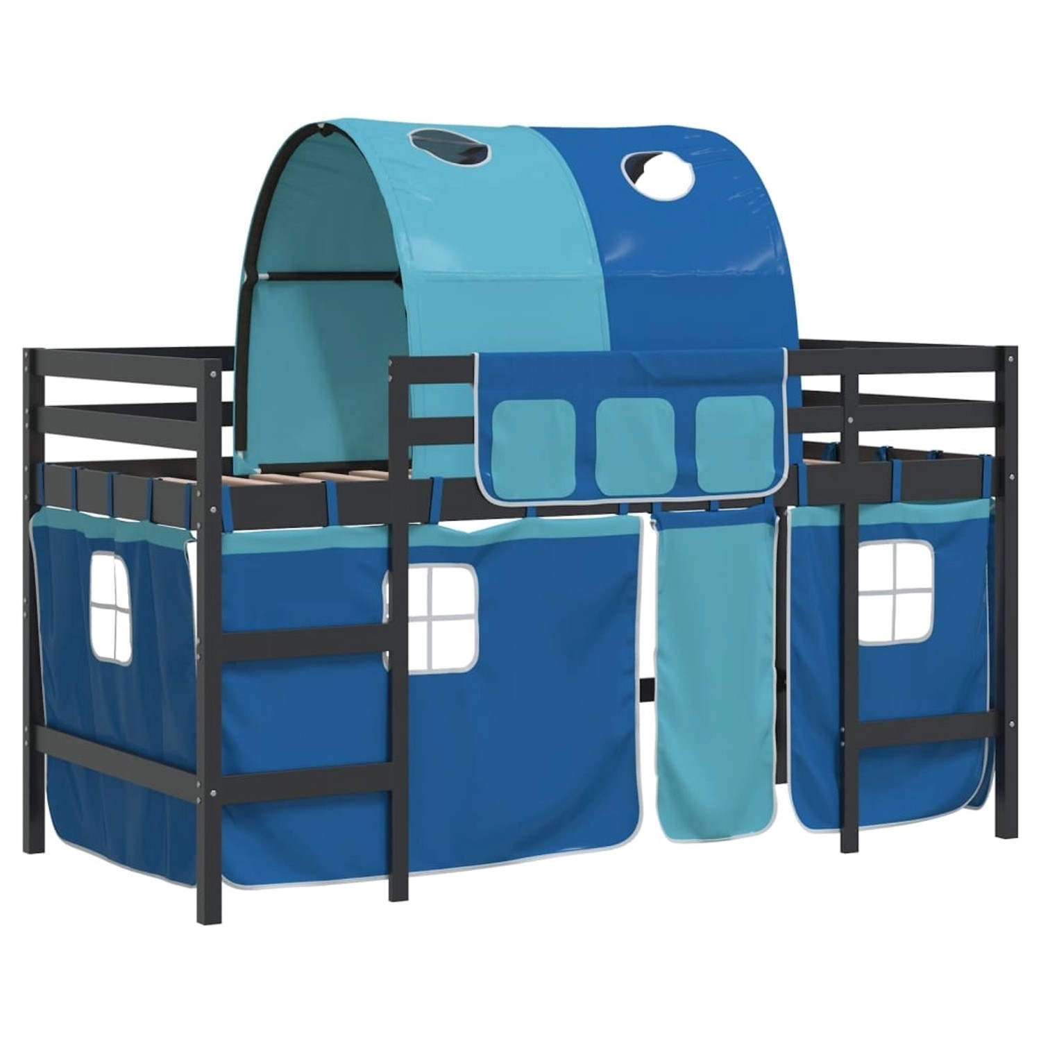 vidaXL Kinderhochbett mit Tunnel Blau 90x200 cm Massivholz Kiefer1927882 günstig online kaufen