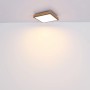 Quadratische Globo LED-Deckenleuchte Doro mit Holzrahmen und Graphitrand, Licht an der Decke.