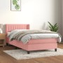 Rosa vidaXL Boxspringbett mit Matratze (90x190 cm) aus Samt für erholsamen Schlaf.