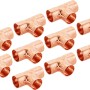 10 Kupfer Löt-T-Stücke, Durchmesser 22 mm, für die Installation von Kupferrohren.