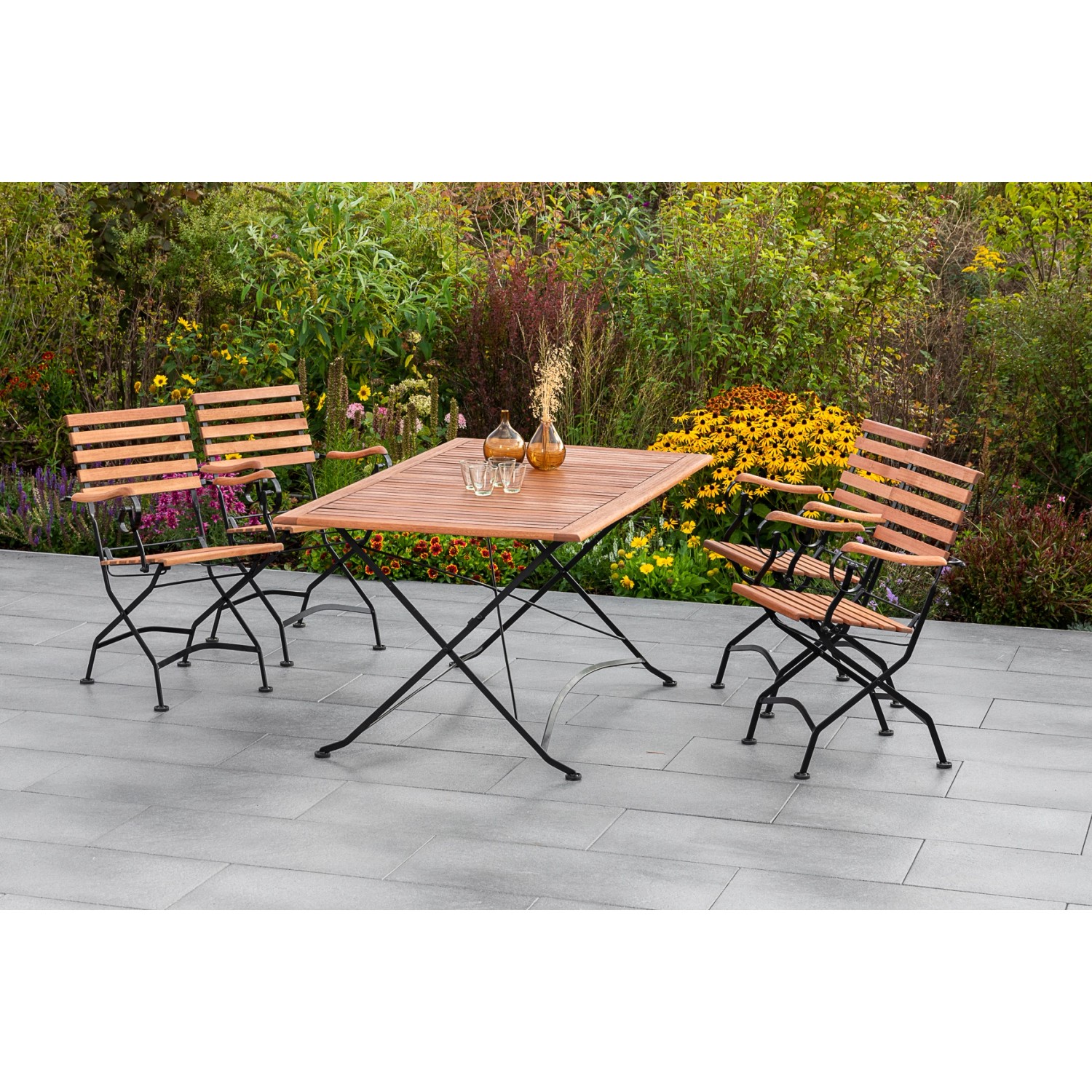 Merxx Schlossgarten Set 5-tlg. 4 Klappsessel Klapptisch 160 x 90 cm günstig online kaufen