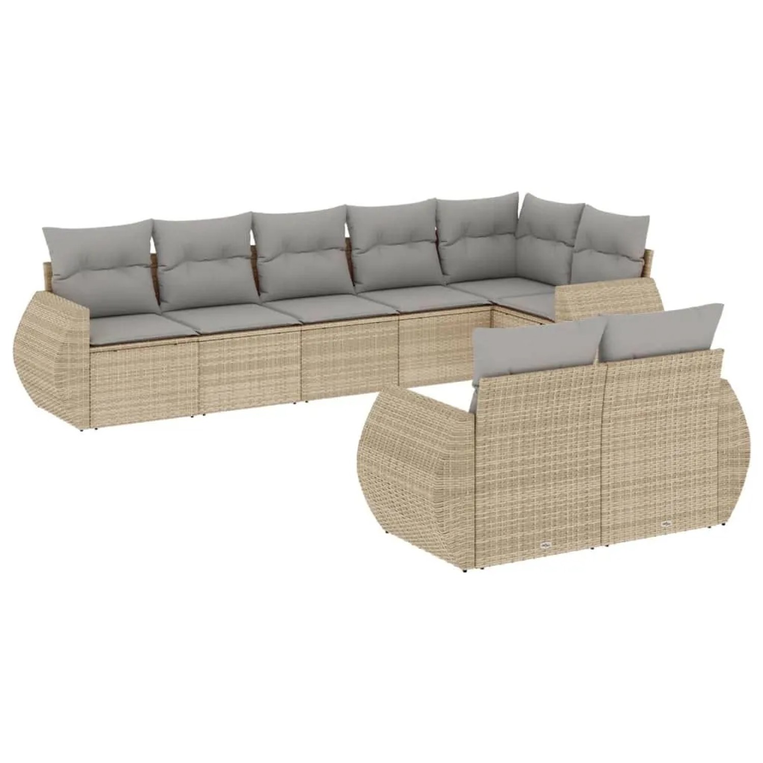 Thumbnail - vidaXL 8-Tlg Garten-Sofagarnitur mit Kissen Beige Poly Rattan 3221618