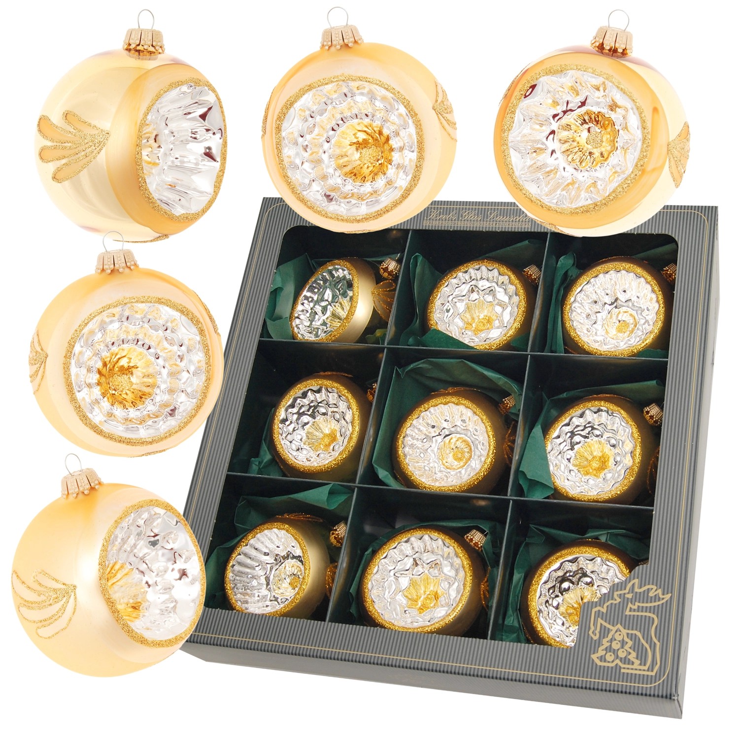 Krebs Glas Lauscha Weihnachtskugeln Reflexsortiment 9-tlg. 9cm