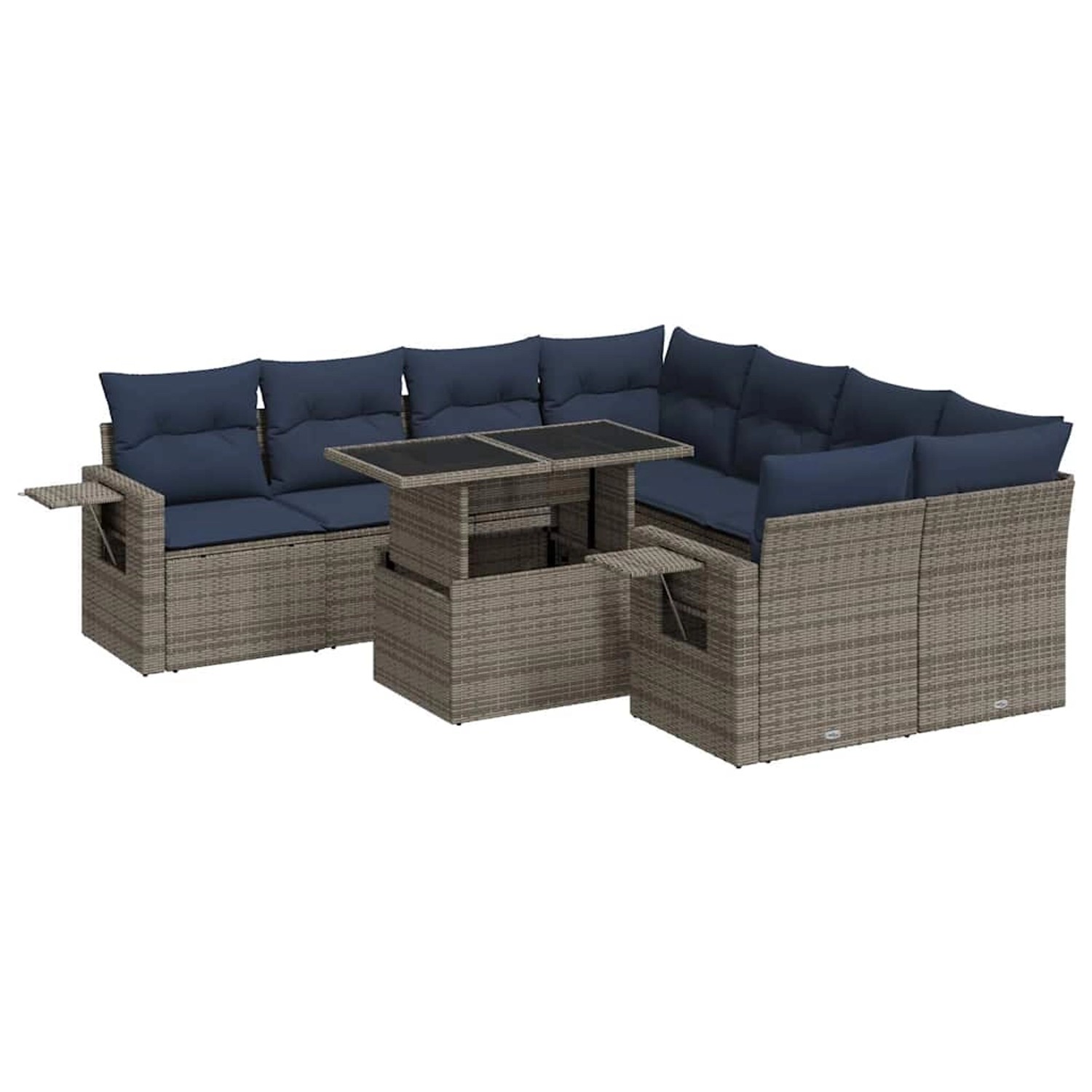 vidaXL 9-Tlg Garten-Sofagarnitur mit Kissen Grau Poly Rattan 3326452 günstig online kaufen