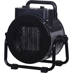Schwarzer Keramik-Heizlüfter Dyrdal 2.000 W mit Tragegriff und Thermostat.
