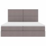 vidaXL Bett mit LED-Lichtleisten mit Kopfteil Taupe 200 x 200 cm Stoff 3372830_12