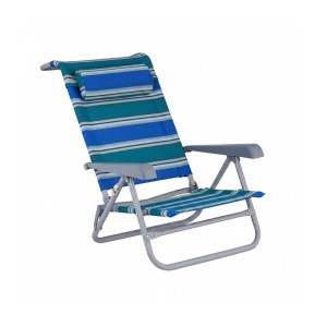 Relaxdays Liegestuhl Textilene Stahl Blau Grün Weiß Mit Nackenkissen Klappbar 79 cm x 59 cm x 18 cm 3,9 kg