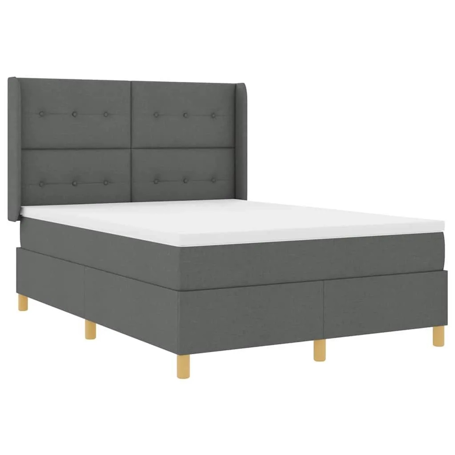 vidaXL Boxspringbett mit Matratze mit Kopfteil Grau 140 x 190 cm Stoff 3343687