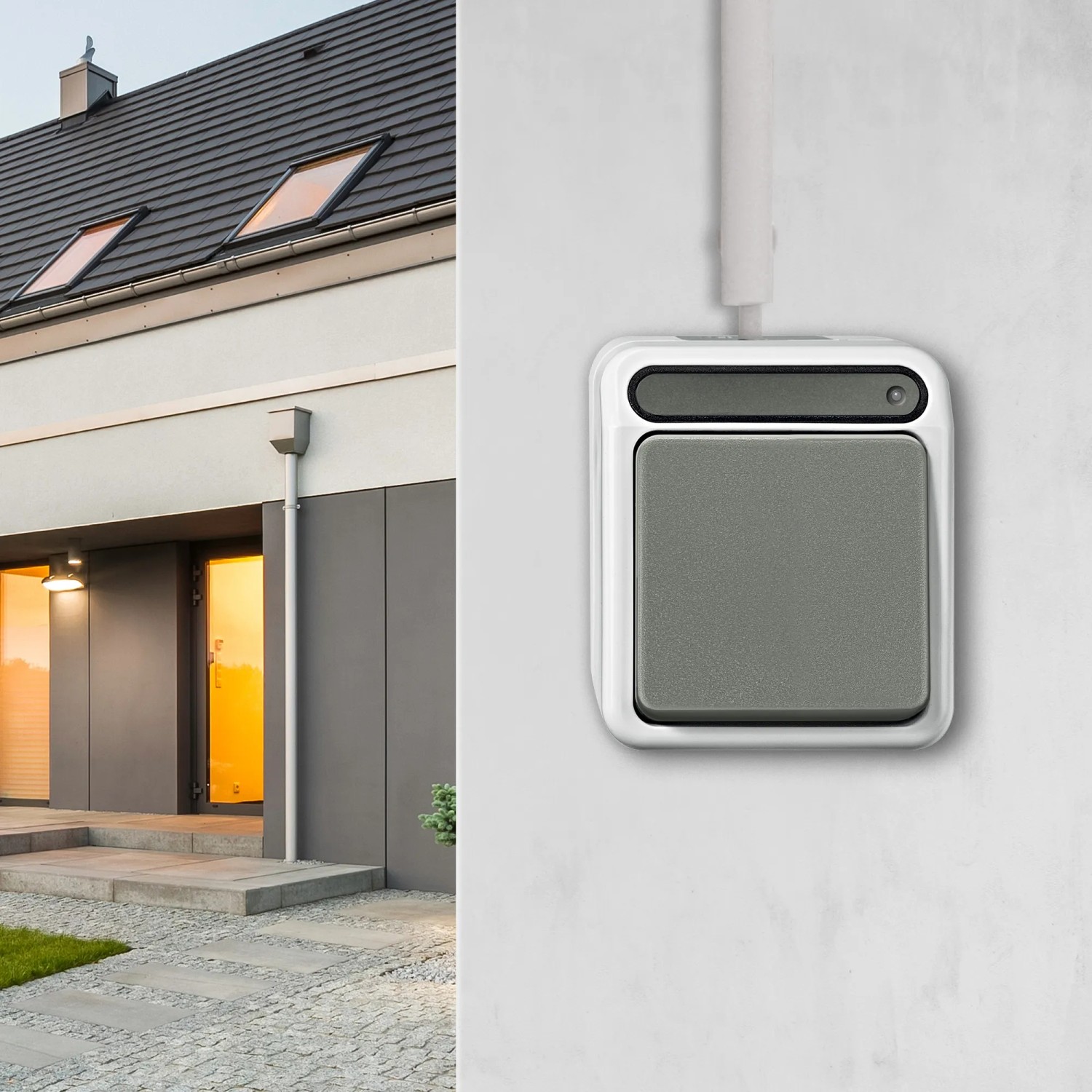 Interrupteur Merten AQUASTAR Gris Clair – IP44, Bornes Enfichables, Contacts Test Accessibles, Pour Salle De Bain/cuisine