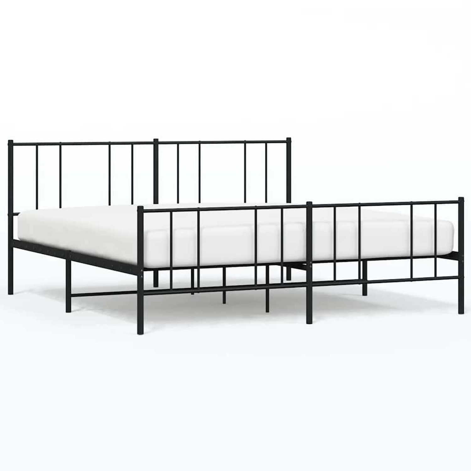 vidaXL Bettgestell mit Kopf- und Fußteil Metall Schwarz 193x203 cm 352504 günstig online kaufen
