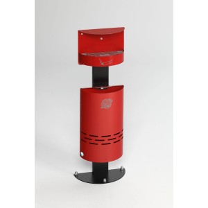 PROREGAL Kombiascher Mit Schutzdach Verschließbar 13 Liter HxBxT 99 x 34 x 20 cm Verzinkter Stahl Rot