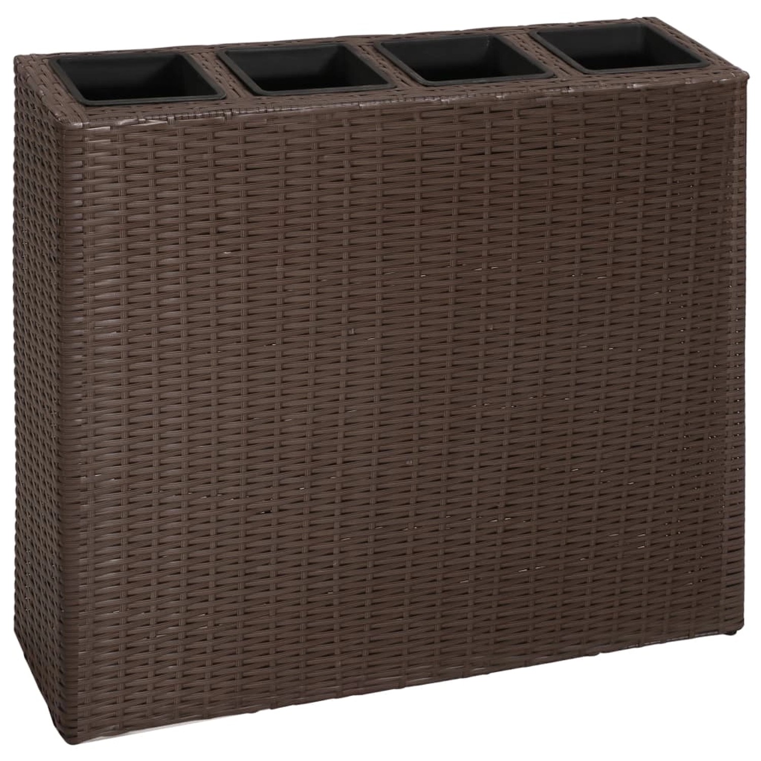 vidaXL Garten-Hochbeet mit 4 Töpfen Poly Rattan Braun 654200