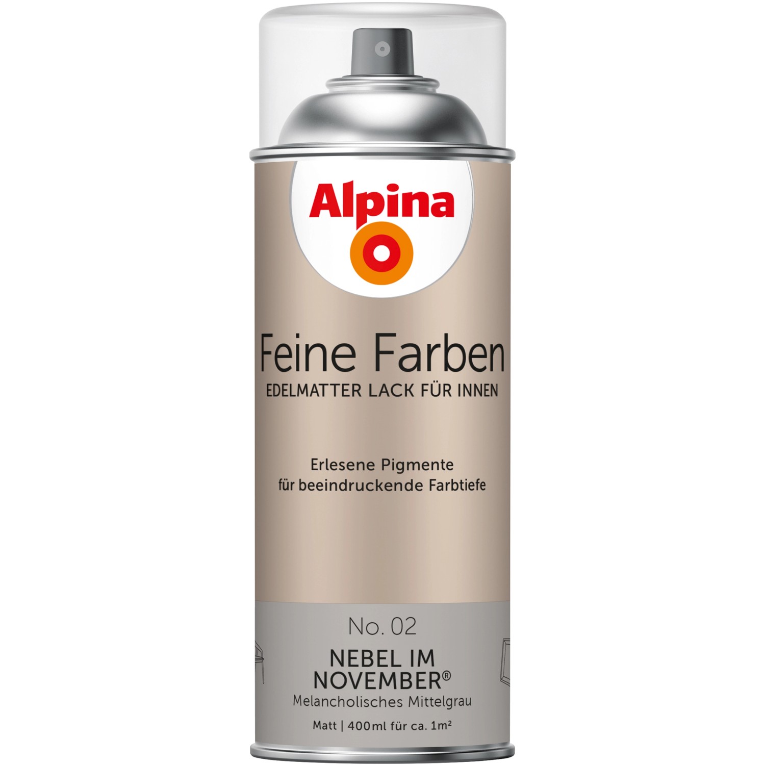 Alpina Feine Farben Sprühlack No. 02  Nebel im November® edelmatt 400 ml