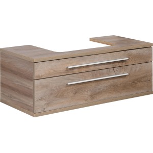 Fackelmann Waschbeckenunterschrank Stanford Eiche Natur, 110 cm breit, mit zwei Schubladen.