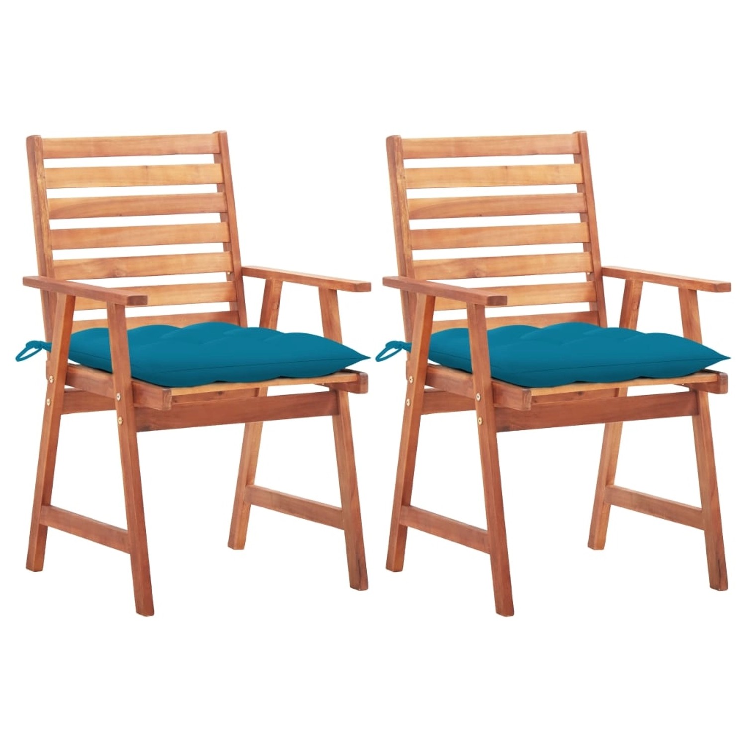 vidaXL Garten-Essstühle 2 Stk. mit Kissen Blau Massivholz Akazie