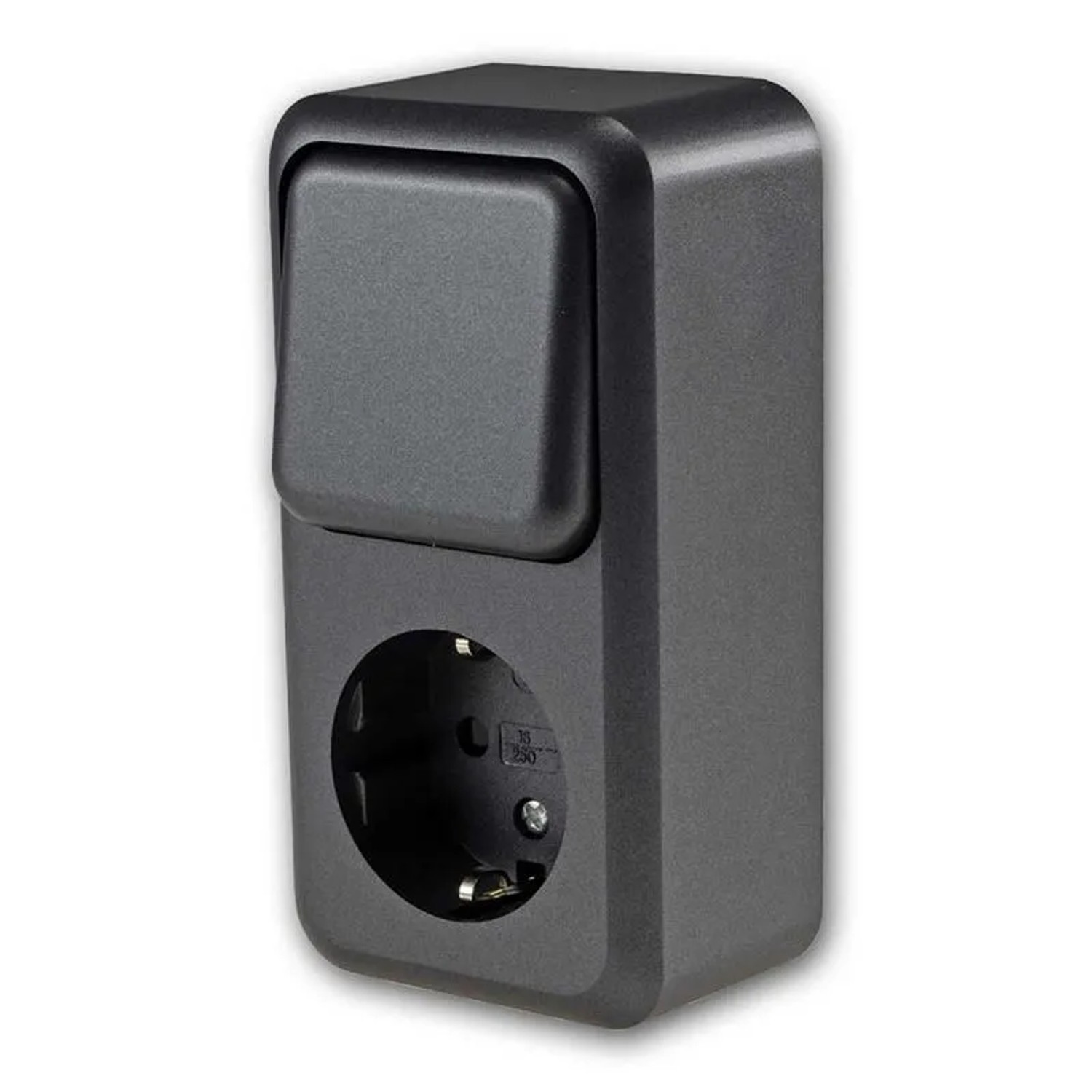 ChiliTec FASKO Kombi Steckdose Schalter AP Anthrazit 250V