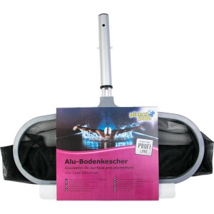 Planet Pool Bodenkescher Profi, silber/schwarz, mit Alu-Rahmen für die Poolreinigung.