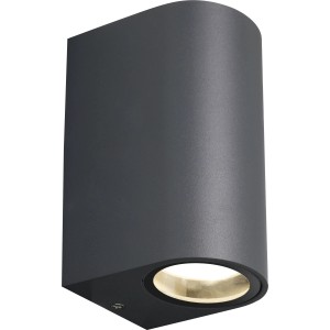 Moderne LED Außenwandleuchte Ottana aus Aluminium in Schwarz. Spritzwassergeschützt.