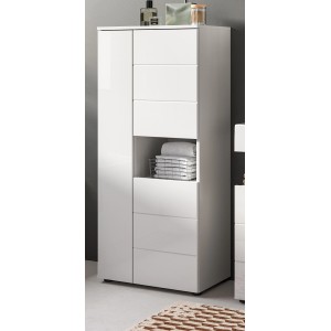 Inn.Furn Badezimmer Midischrank in Weiß Hochglanz 60 x 131 cm Larik