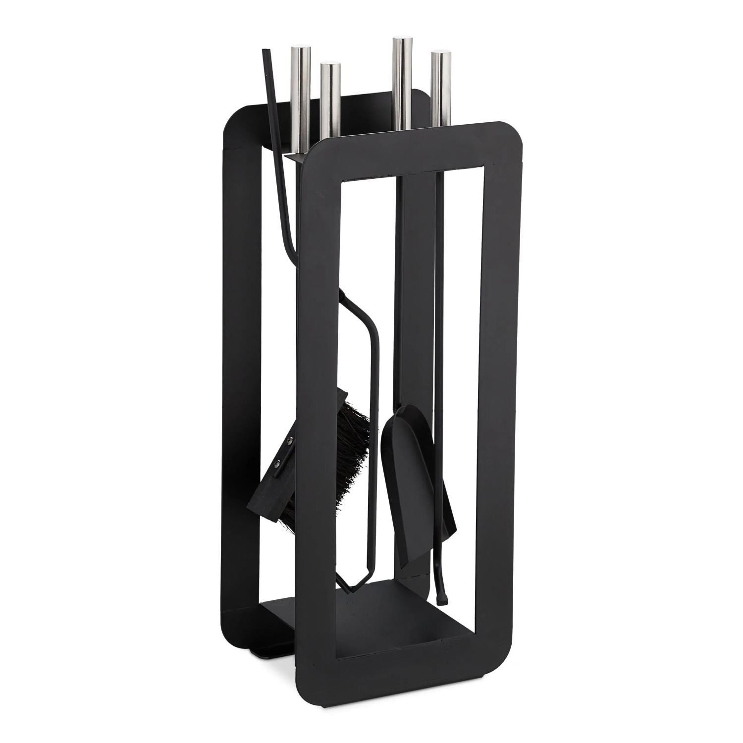 Relaxdays Kaminbesteck Stahl Schwarz 5-teilig 59 cm x 22,5 cm x 16 cm 3,9 kg