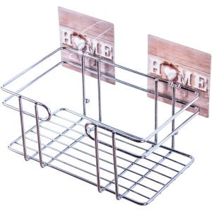 SANILO Duschablage Home aus Edelstahl, befestigt mit selbstklebenden Haken.