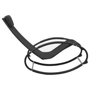 Schwarze vidaXL Sonnenliege mit Kissen aus Stahl und Textilene für Garten oder Terrasse.