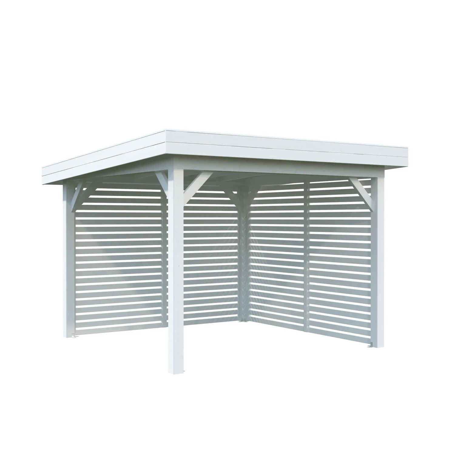 Palmako Pavillon Lenna Set, 300x300 cm, weiß lackiert, mit Sichtschutzwänden.
