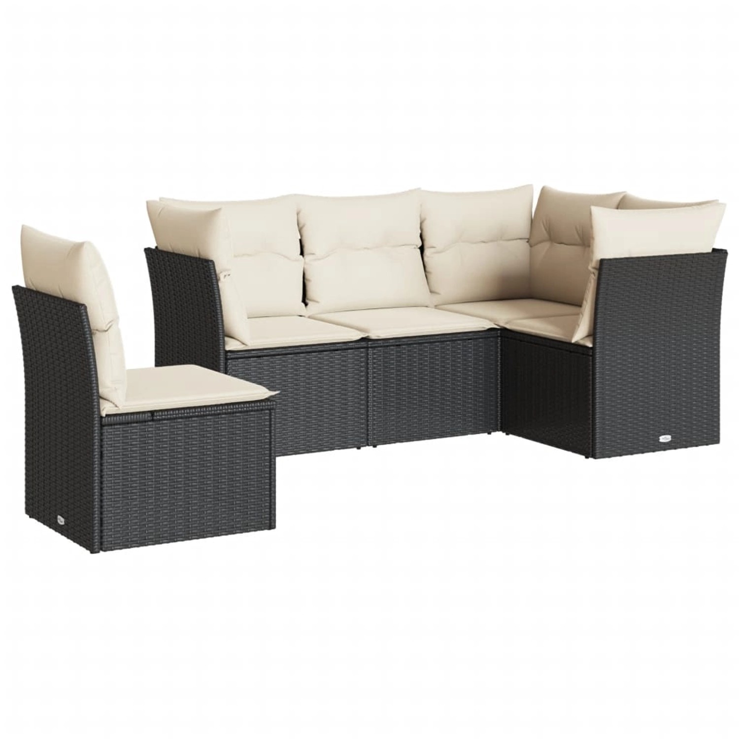 vidaXL 5-tlg Garten-Sofagarnitur mit Kissen Schwarz Poly Rattan Modell 12 günstig online kaufen