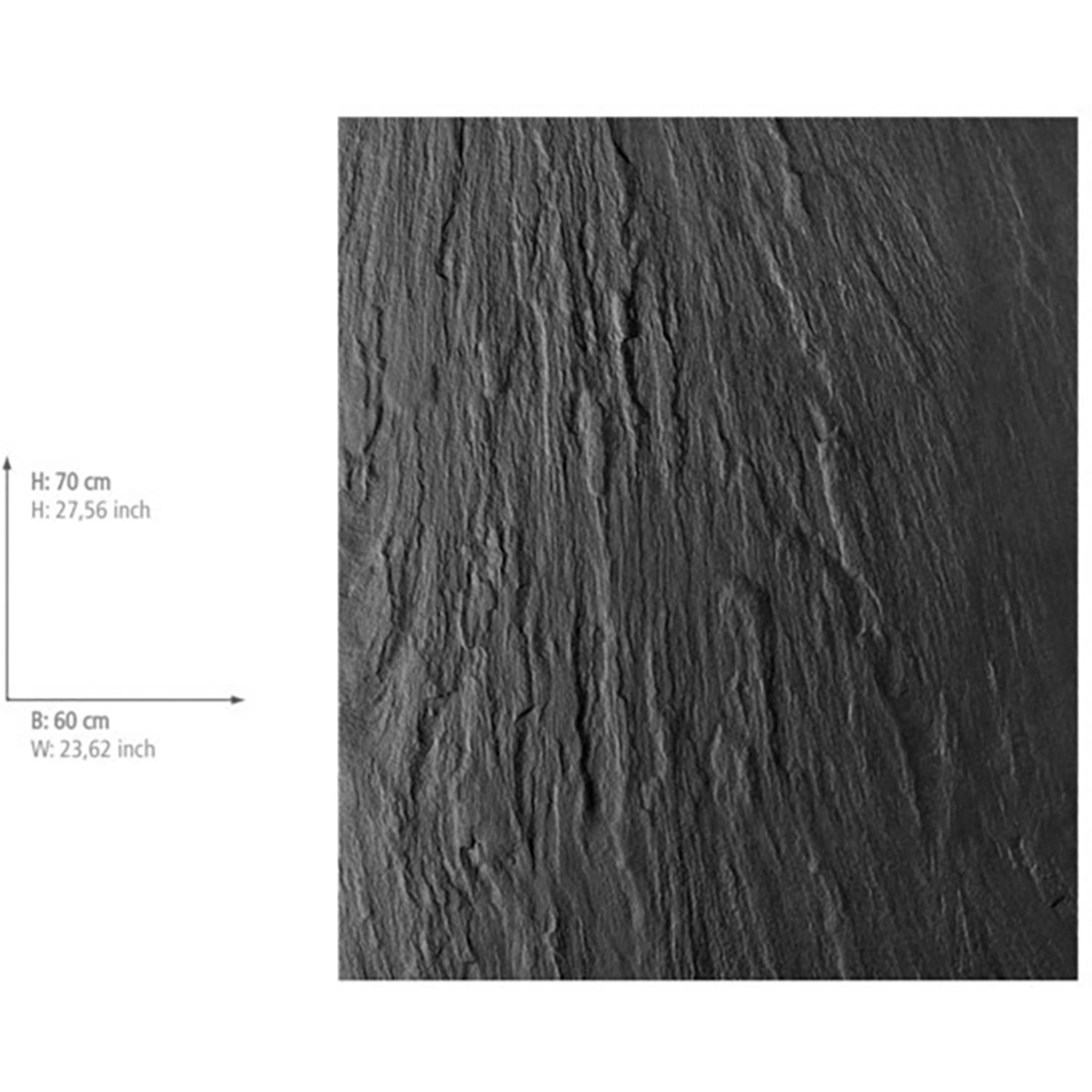 Wenko Glasrückwand Schiefer, 60x70 cm, für die Küche. Detailaufnahme der Schieferstruktur.