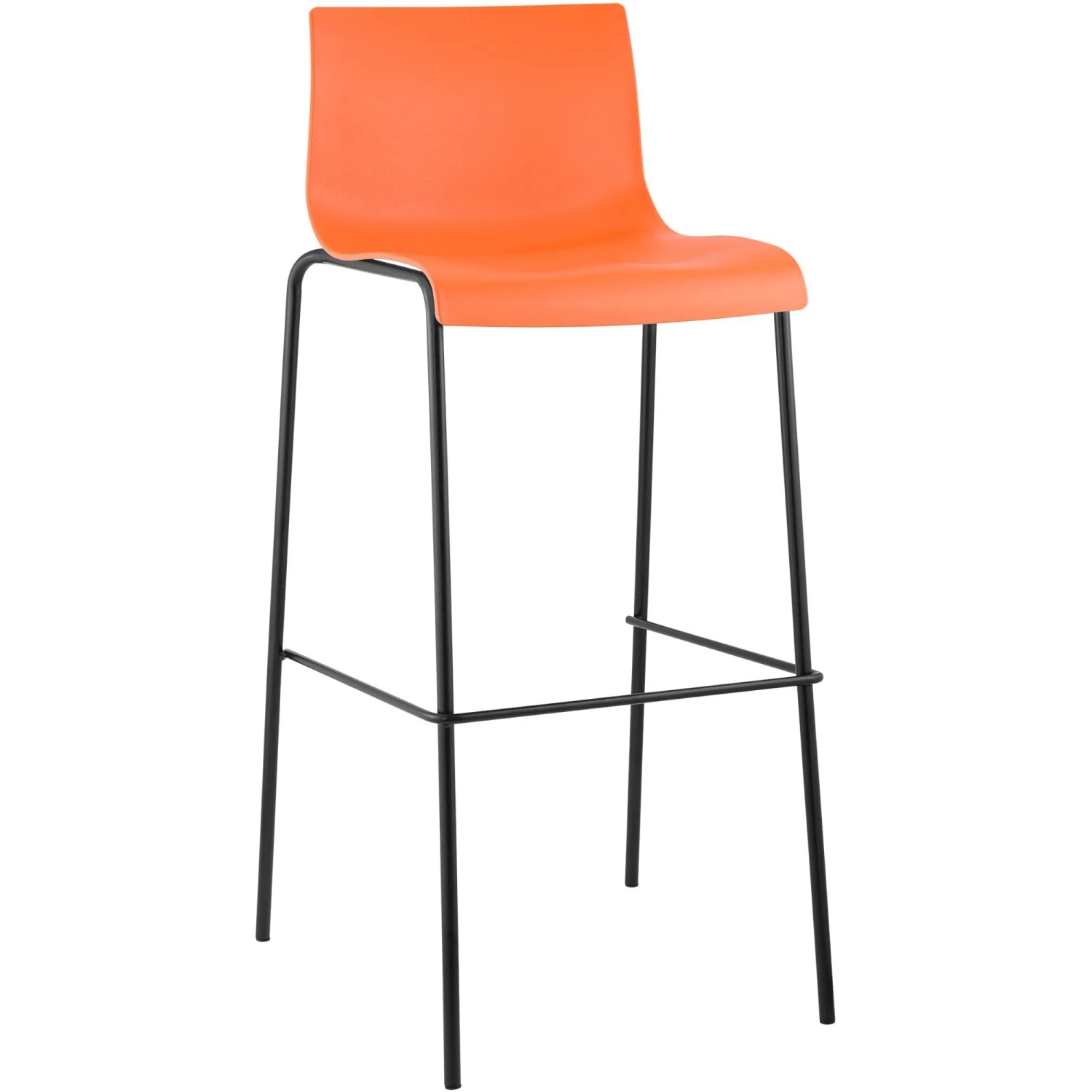 DELUKE Barhocker TENAR Kunststoff Orange 43x48x100cm Schwarz Barstuhl Mit Lehne Tresenhocker Tresenstuhl